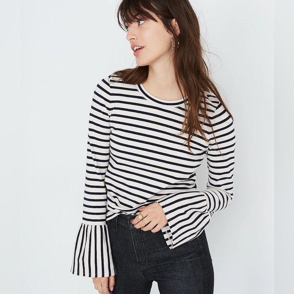 Madewell Stripe-Play Ruffle-Cuff Top